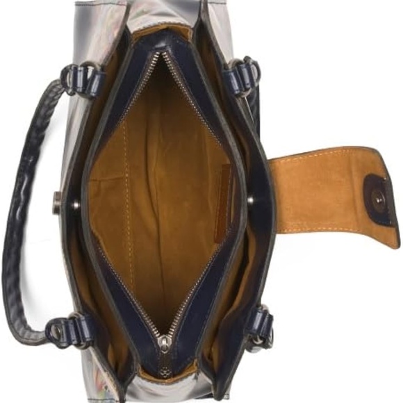 Patricia Nash Leather Rienzo- Le Fleur, Navy Floral Shoulder Bag - Picture 9 of 9